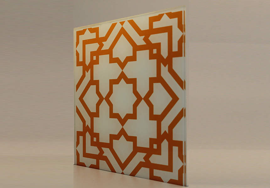 FRITVIEW™ shown in orange mashrabiya pattern