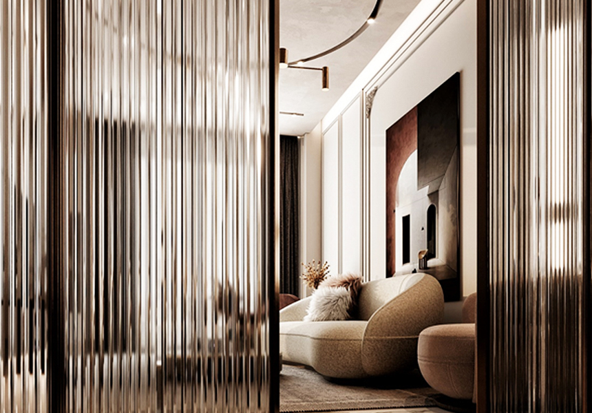 fluted glass partitions redefine interiors