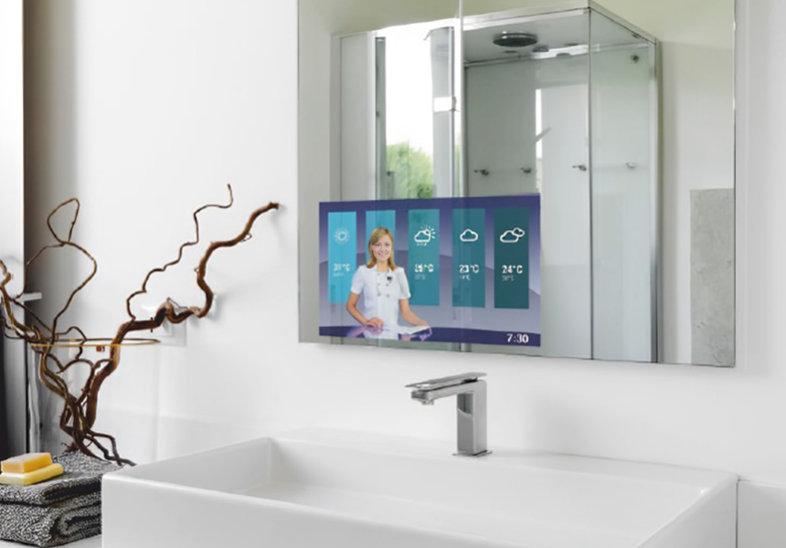 MIRRORVIEW™ in a bathroom application with Hidden Display